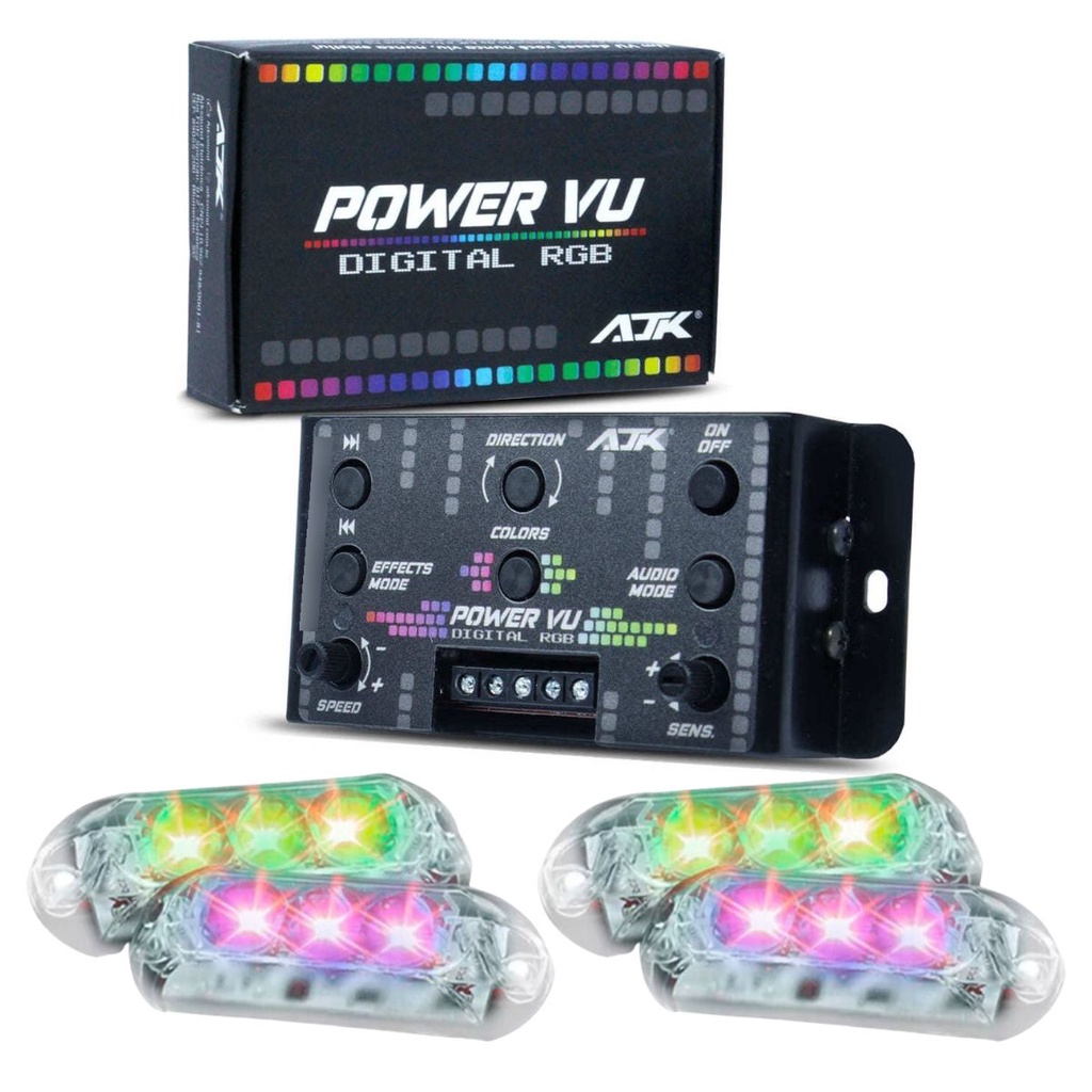 Central AJK Power VU RGB + 4 Faróis RGB AJK 6W em Oferta na Shopee