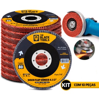 Disco De Lixa Flap 4.1/2 Grão 80 Kit Com 10 Peças Lixadeira em Oferta na Shopee