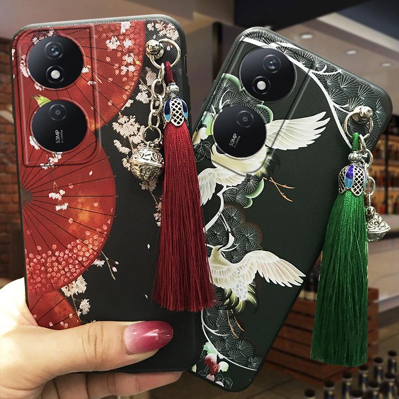 bell Chinese Style Phone Case For Honor Play50 Plus Shockproof TPU Anti-knock Waterproof Back Cover protective Soft case