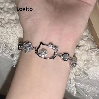 Lovito Pulseira de Metal Básica para Mulheres LFA06084 (Prateado)