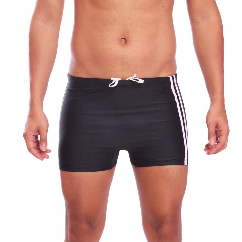 Sunga Boxer Masculina Com Friso Moda Praia Verão Preto