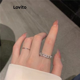 Lovito Casual Anel Feminino Liso de Metal LNA28169 (Prateado)