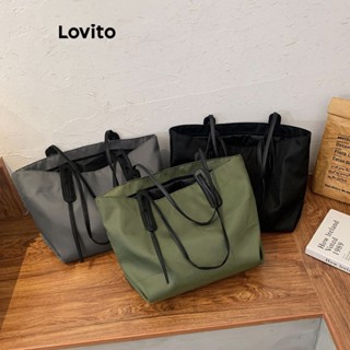 Lovito Bolsa Tote Básica de Cor Sólida Casual para Mulheres L60AD148 (Cinza/Verde/Preto)