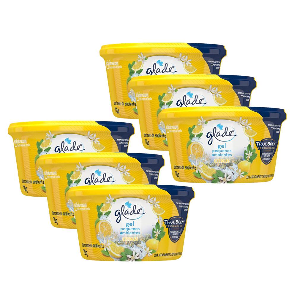 Kit 6 Odorizadores de Ambiente em Gel Glade Citrus 70g em Oferta na Shopee
