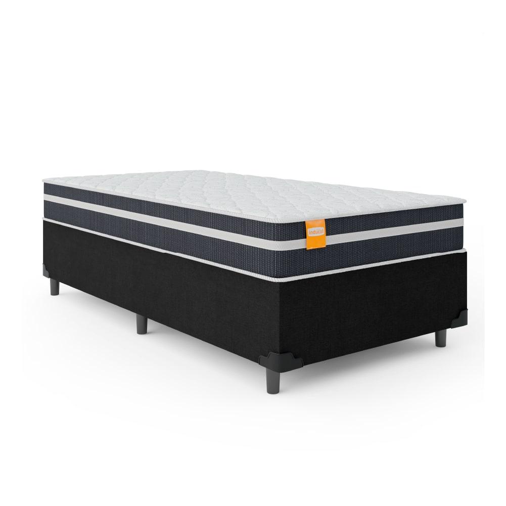 Cama Box Solteiro Colchão Molas Qatar 88x188x60cm Branco / Preto - Suporta até 200Kg em Oferta na Shopee