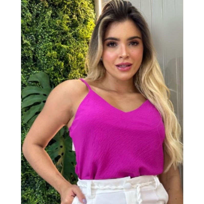 Blusinha Regata Gola V Alcinha Regulável Tecido Duna Confortável Diversas Cores
