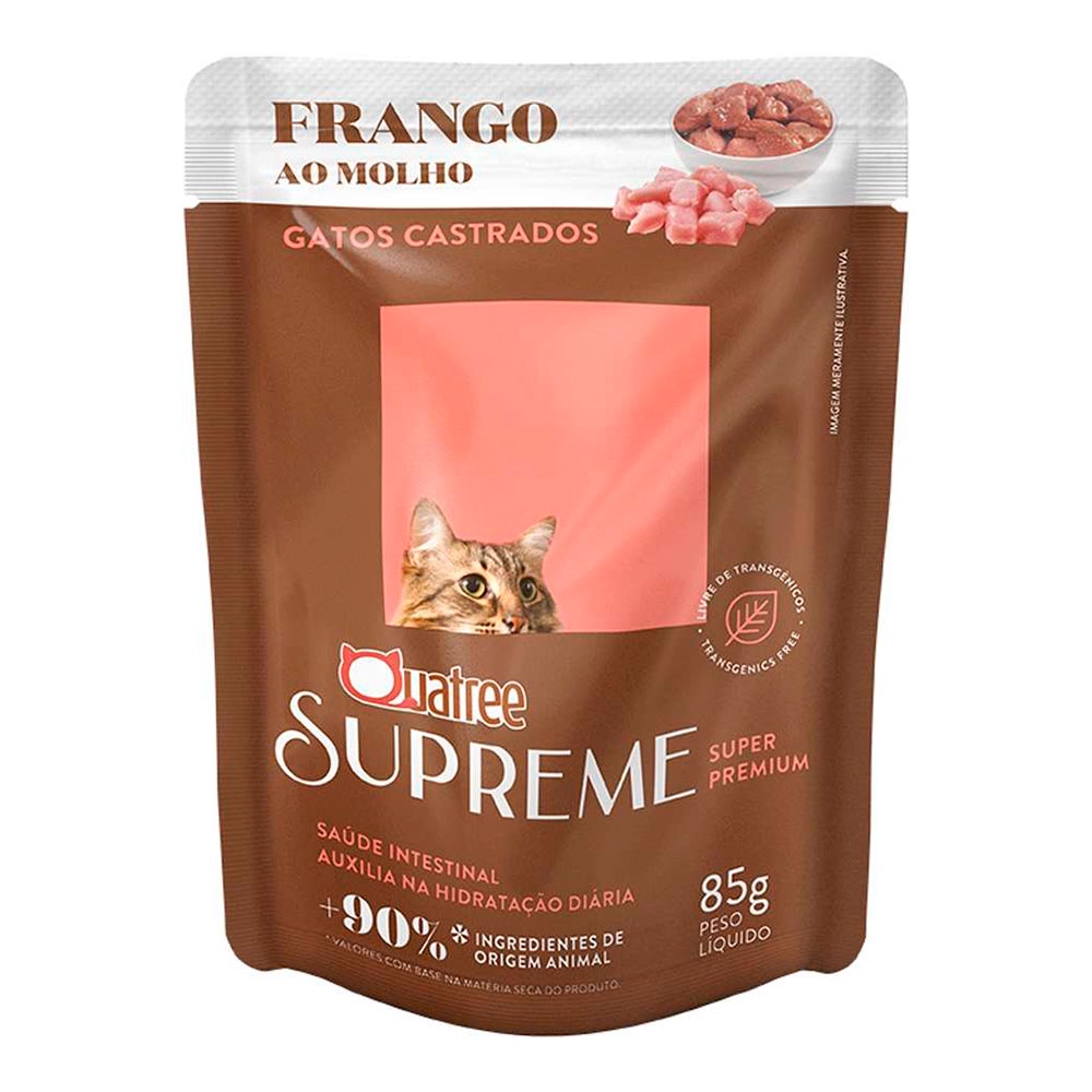 Ração Úmida Quatree Supreme Para Gatos Castrados Frango 85g - Pets