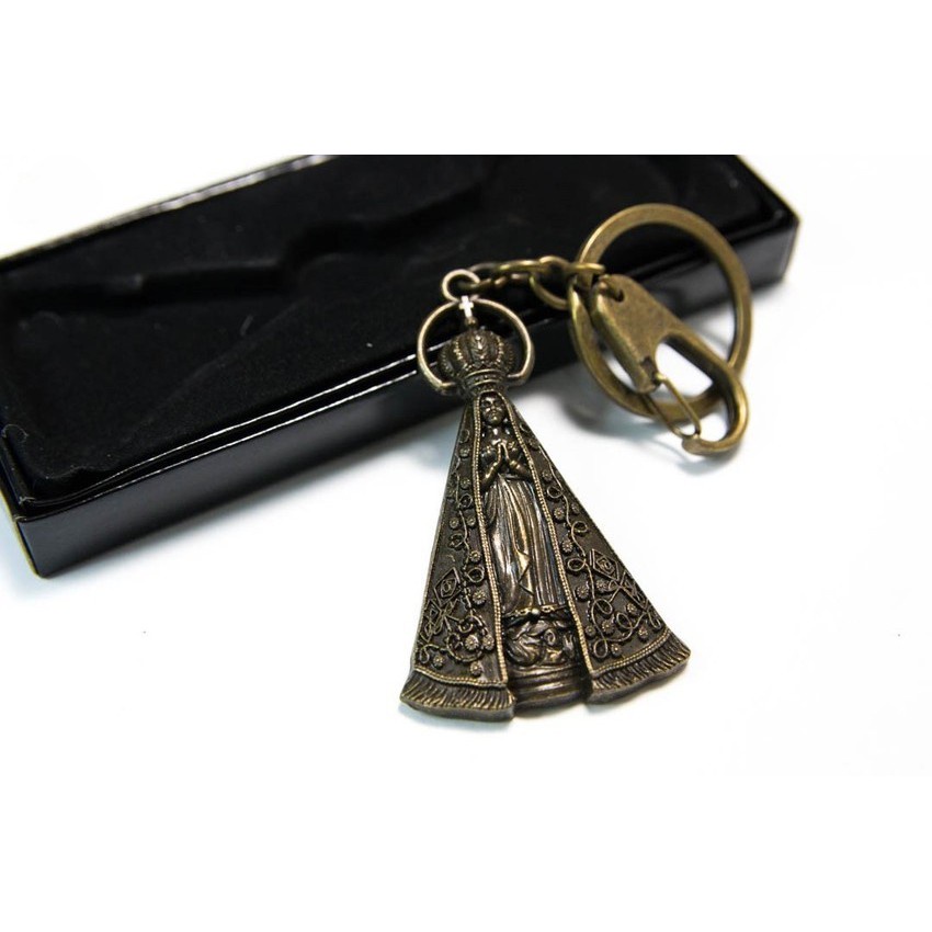 Chaveiro Religioso Imagem Nossa Senhora Aparecida Bronze Mosquetão