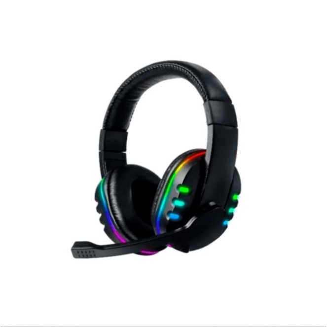 Headset Gamer On-Ear LED RGB Com Fio 1.2M Conexão P2 Macho 2 RCA macho e fêmea