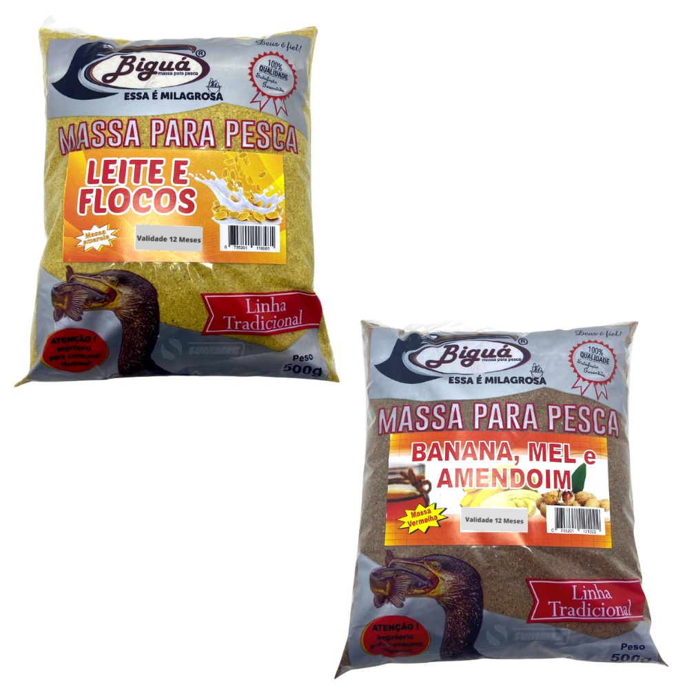 Kit 2pçs Massa Para Pesca 500g Banana Amendoim Leite Bigua - Sports & Outdoors