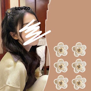 Lovito Grampos De Cabelo De Strass Com Flores Lisas Casuais Para Mulheres LFA09358