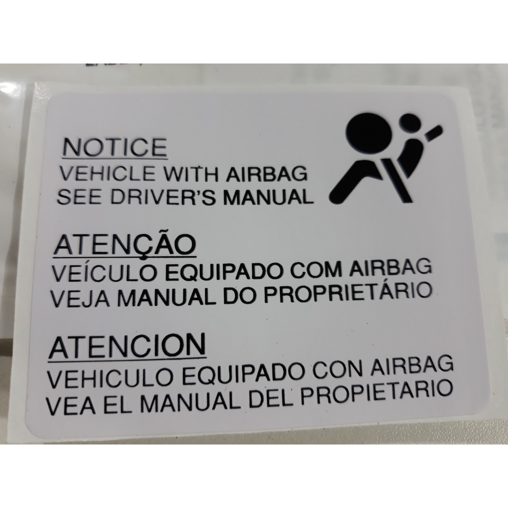 Etiqueta Air Bag Vectra 1997 1998 1999 2000 2001 2002 2003 2004 A 2005 Gm 93251314