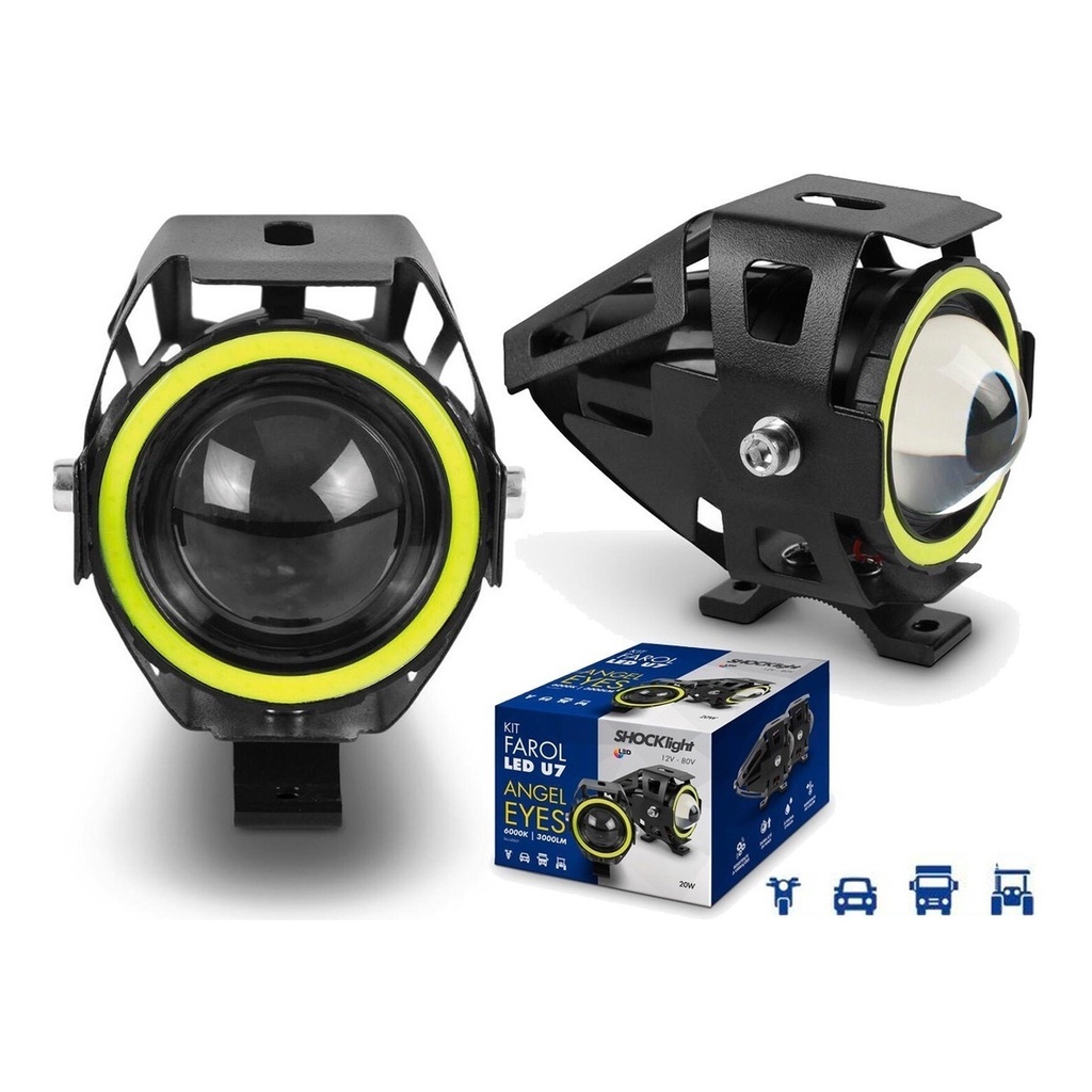 KIT FAROL LED U7 ANGEL EYES 6000K 3000LM SHOCKLIGHT - Spare Parts and Accessories for Vehicles