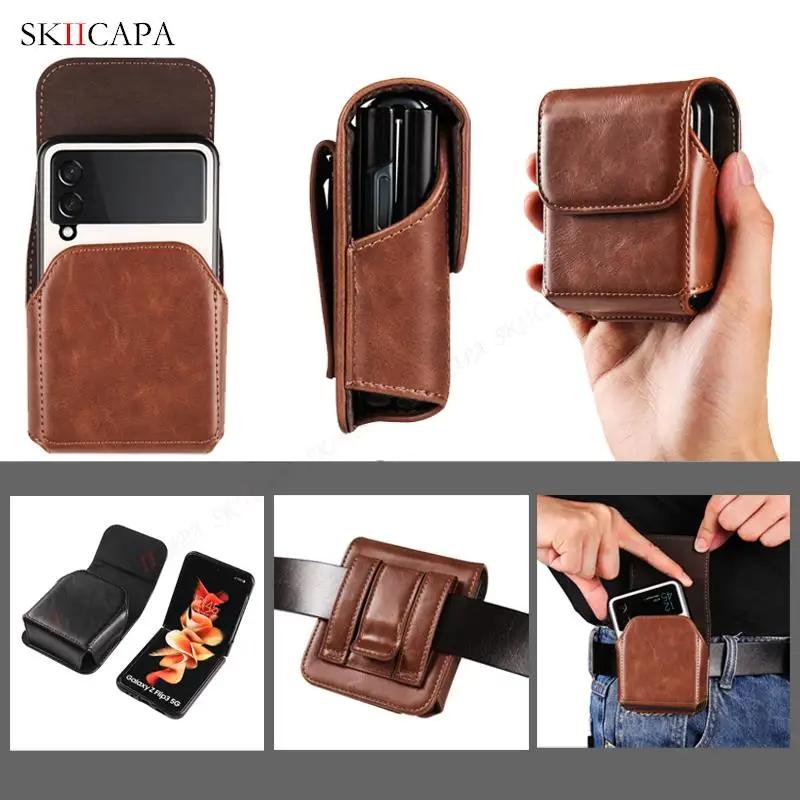 Coldre De Bolsa De Couro Para Samsung Galaxy Z Flip 8 7 FE 6 5 4 3 MOTO Razr 70 60 50 40 Ultra Plus Pro OPPO Find N3 Bel