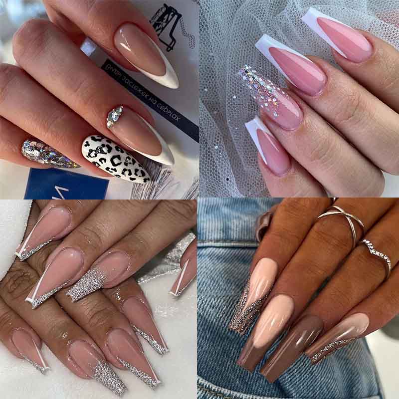 unhas postiças decoradas realista bailarina longos com cola luxo reutilizáveis pregos falsos pontiagudas