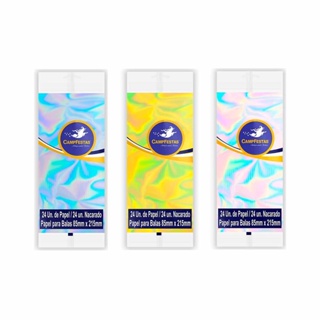 Papel de Bala Nacarado Festas com Franja CampFestas 85x215mm 24 unidades em Oferta na Shopee