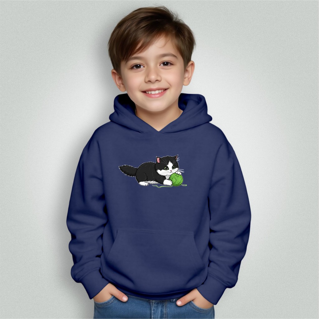 Moletom Infantil Bolso Canguru Capuz Menino Menina Gatinho Preto Desenho Envio Hoje