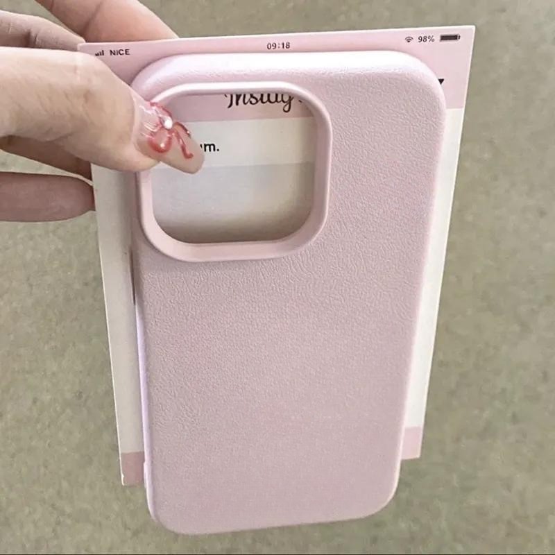 Capa De Couro Cor Doce Para iPhone 16 11 12 13 14 15 Pro Max Plus XR X XS Litchi Padrão Traseira Macia em Oferta na Shopee