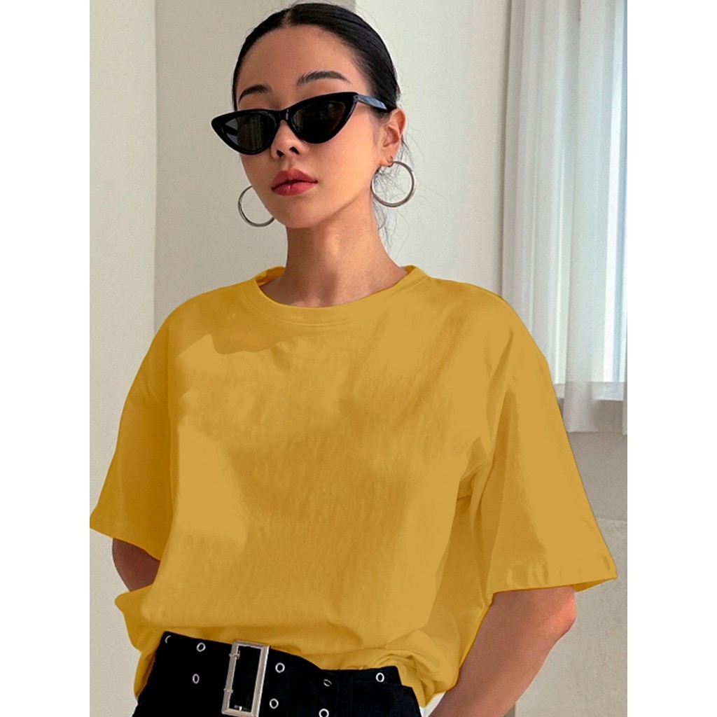 Camiseta Feminina Estilosa Larga Academia T Shirt Básica Lisa Blusa Simples Camisa Blusa Oversized