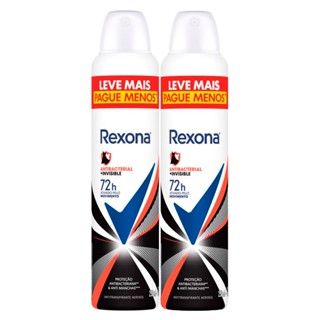 Kit 2 Desodorante Antitranspirante Rexona Antibacterial + Invisible Aerosol 250ml Leve Mais Pague Menos