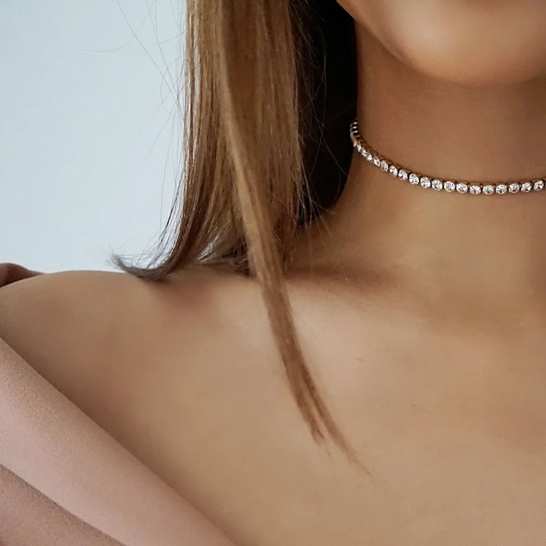 Gargantilha Choker Riviera Cristal Zircônia Folheado A Ouro 18k Durabilidade 3 meses — imagem 2 de 2