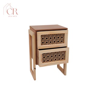 Mesa de Cabeceira Retro com 2 Gavetas Mesinha De Apoio Lateral Quarto