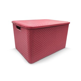 Caixa Organizadora Rattan Decorativa  C/ Tampa 7 Litros Rosa 25589PM Arqplast