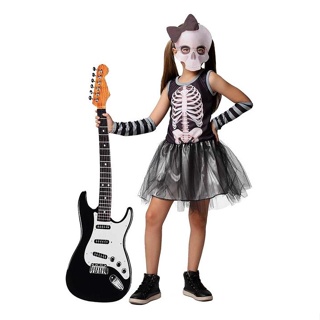 Fantasia Caveira Rockstar Infantil com Máscara e Luvas de Halloween em Oferta na Shopee