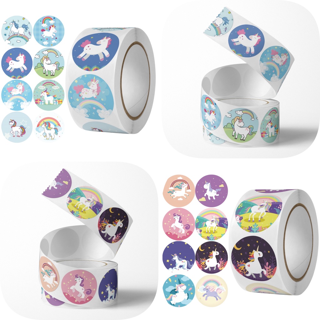 500PCS Rainbow Unicorn Unicórnio Para Crianças Autocolantes De Recompensa Capacete De Bicicleta Decalques De Lápis LanLanStickersWorld em Oferta na Shopee