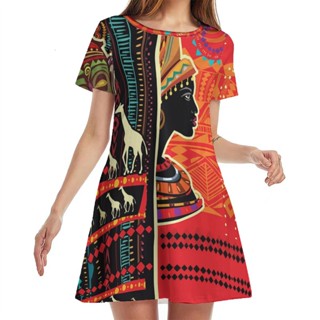 Senhoras De Verão Temperamento retro Elegante Egípcio Rainha Egípcia 3D Estampado Em Linha A