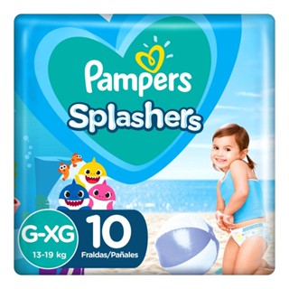 Fralda Para Água Pampers Splashers Baby Shark G-XG 10 Unidades
