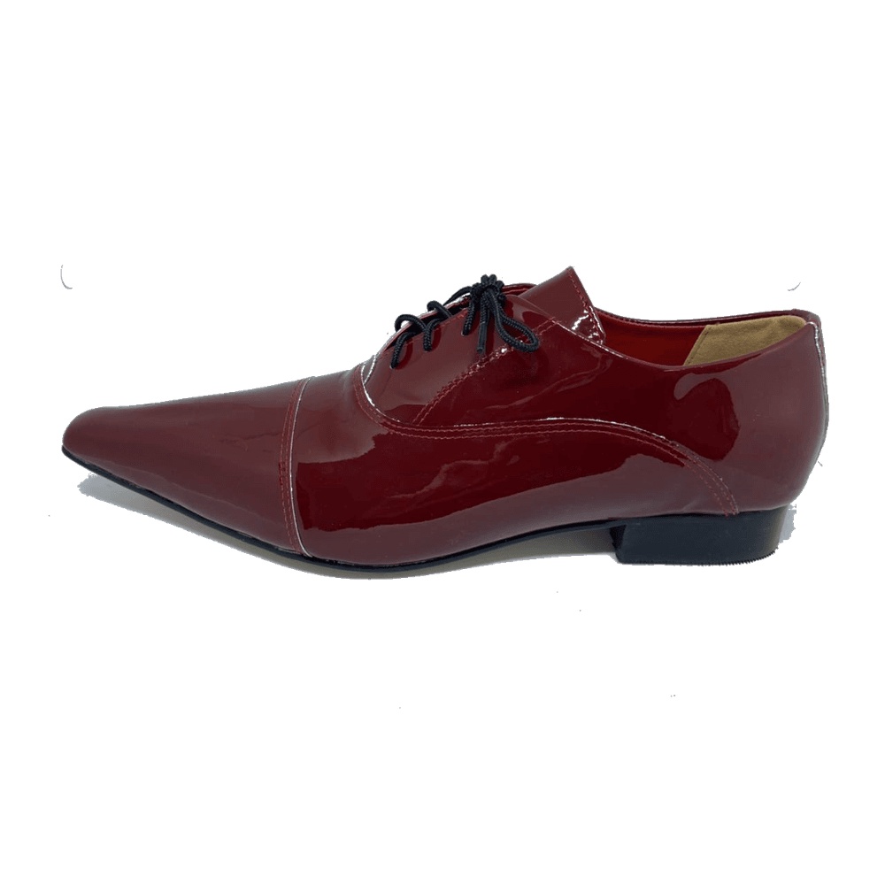 Sapato Masculino Italiano em Couro Social Executivo Bossa Bordeaux Bico Fino Ref: 338 Bordô