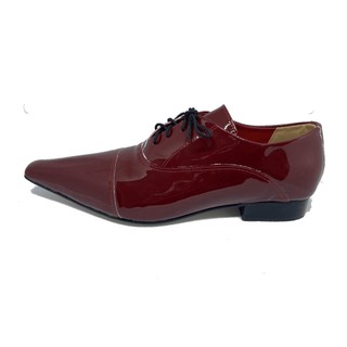 Sapato Masculino Italiano em Couro Social Executivo Bossa Bordeaux Bico Fino Ref: 338 Bordô