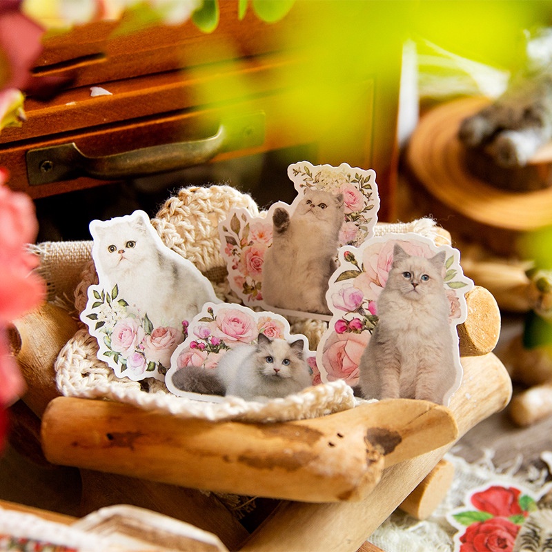 Journamm 45pcs/pack Autocolantes Temáticos Para Gatos Washi Papel Arte Colagem Álbum De Fotos DIY Scrapbooking Diário De Decoração Autocolante Fofo Papelaria