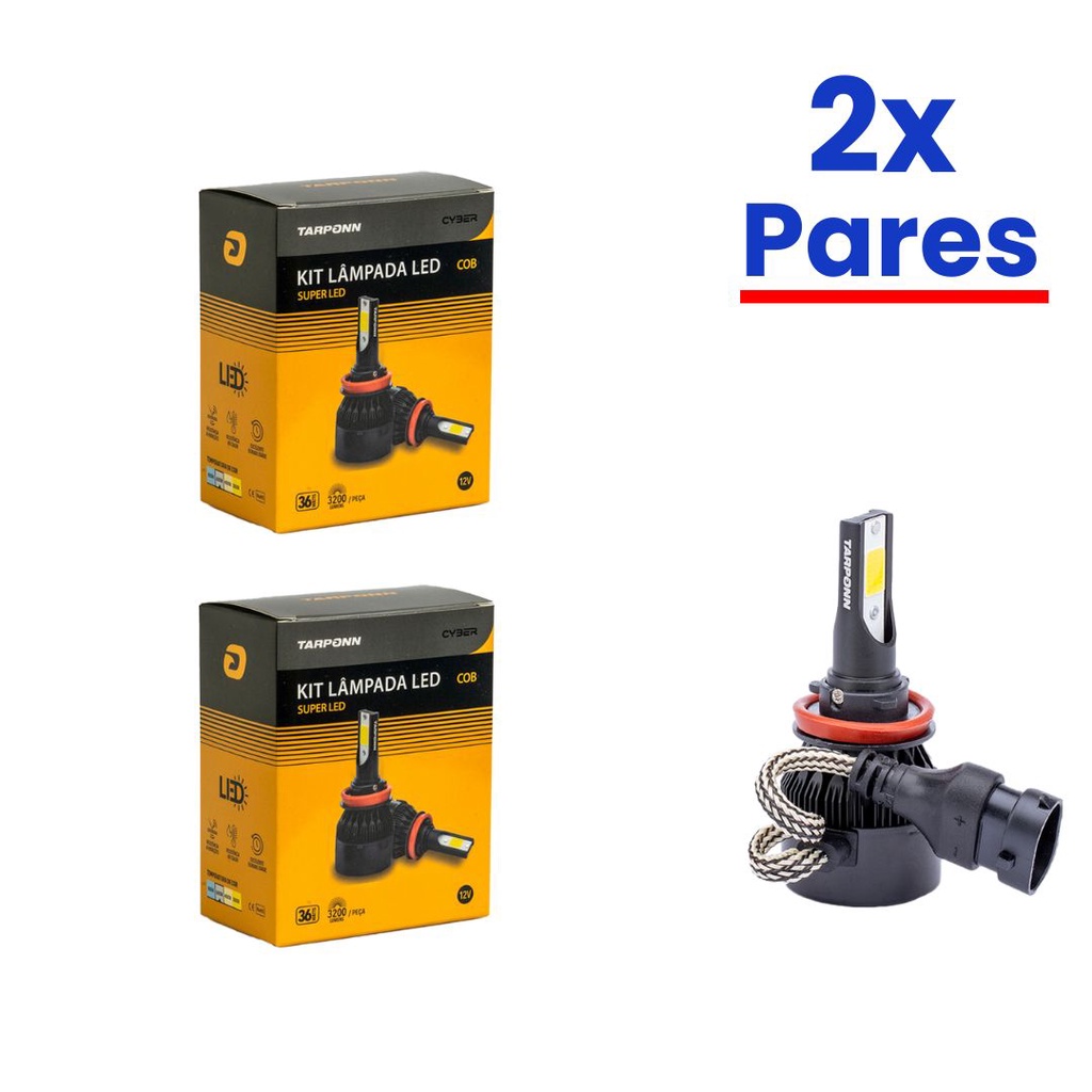Kit 4 Lâmpadas Tarponn Super Led Cyber H8 36w E 3200lm 6000K
