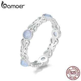 Bamoer 925 Sterling Sliver Ring Anel De Fita Azul Pálido Desenho De Jóias De Moda Presentes Para Mulheres