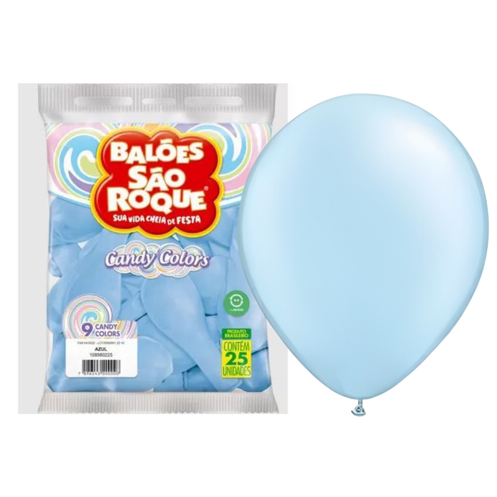 Balões 09 Candy Colors 25un Bexigas Azul 108560225 - São Roque em Oferta na Shopee