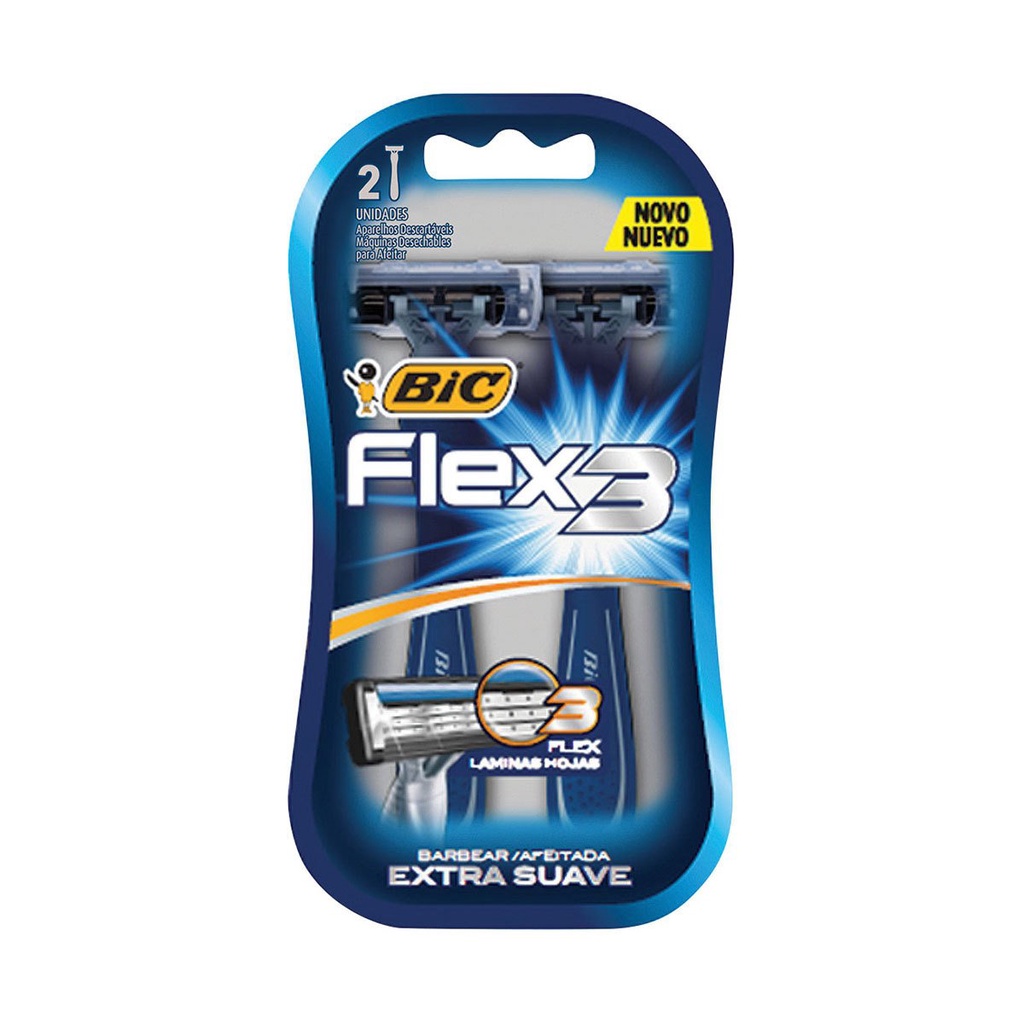 Aparelho De Barbear Bic Flex 03 Azul Cartela com 02 unidades