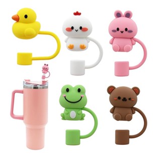 10mm 5Pcs Desenho Animado Pontas De Palha De Silicone Para Bebidas Com Tampa À Prova De Respingos De Poeira De Tampões Acessórios Criativos Copos Ferramentas De Vedação em Oferta na Shopee