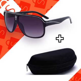 Óculos de Sol Carrera Clássico Preto Aviador Grande Masculino + Estojo RF030