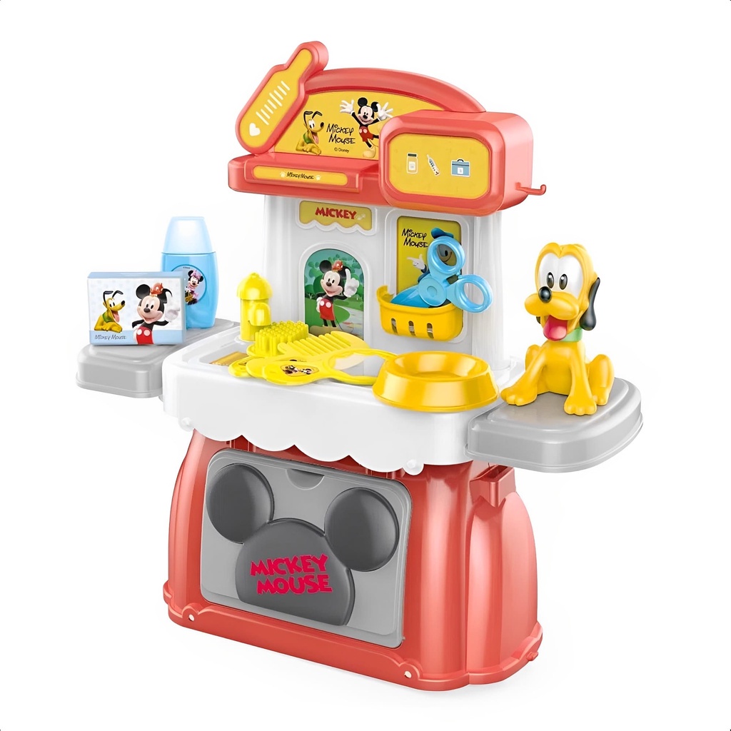 Brinquedo Infantil +3 Anos Maleta 3 Em 1 Pet Shop Do Mickey Com Acessórios E Alça Faz De Conta Multikids - BR1571