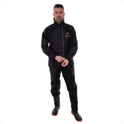 Conjunto Capa de Chuva Masculino Tamanho GG Capuz Preto Impermeável Motoqueiro Nylon 0,20mm Pioneira - 1101-M-PRE-GG