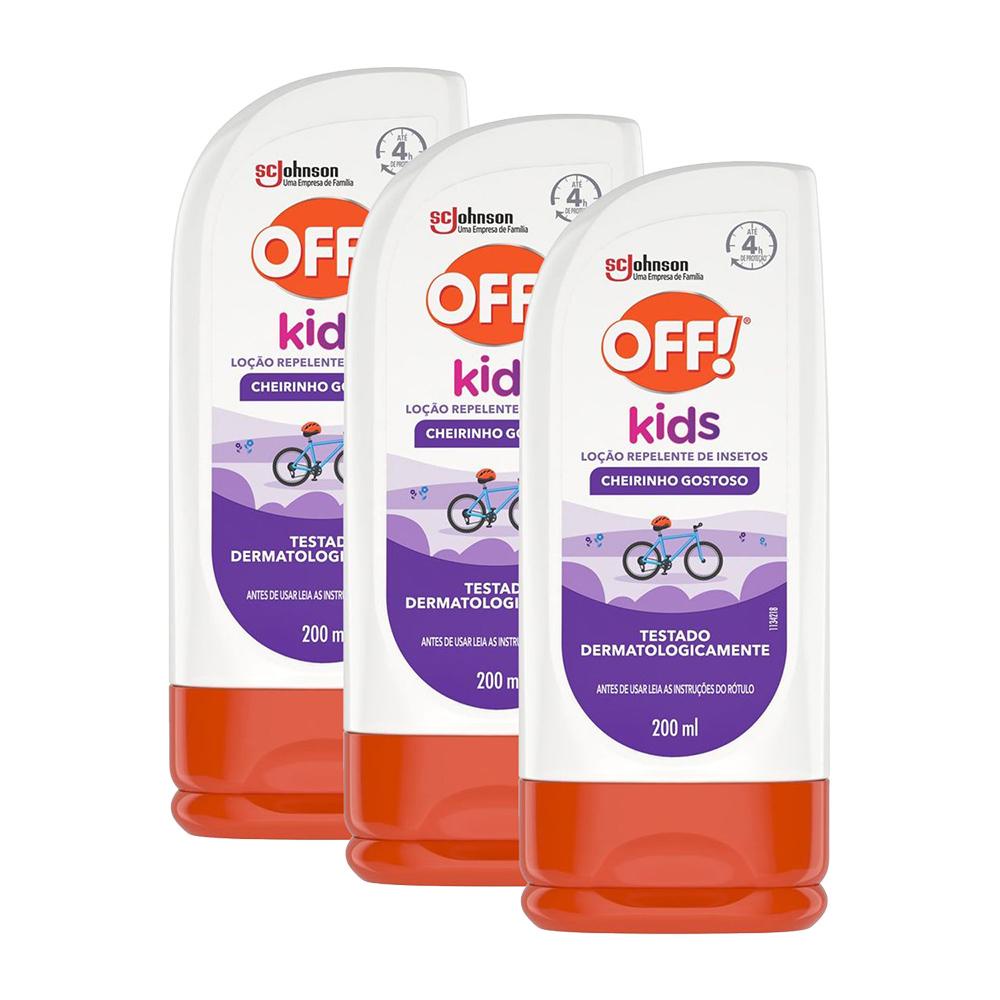 Kit 3 Repelente de Insetos Off! Loção Kids 200ml - Health
