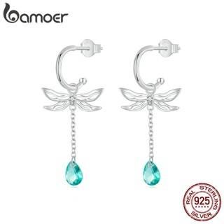 Brincos Bamoer 925 Sterling Sliver Dragonfly Tassel Jóias Para Mulheres