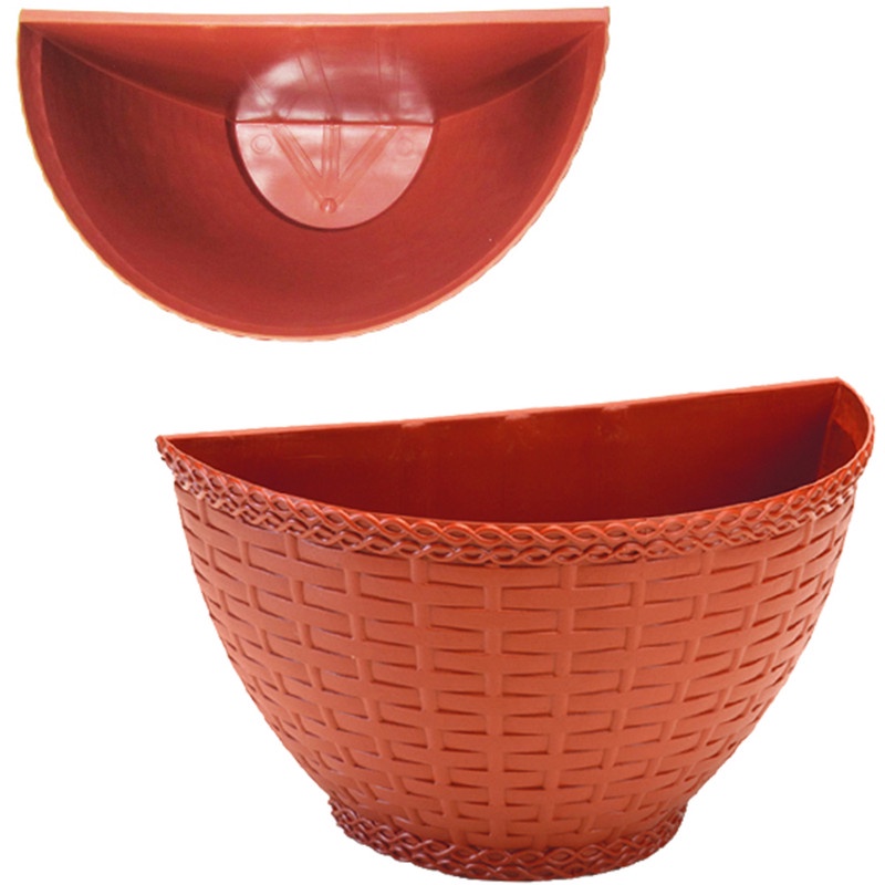 VASO DE PAREDE RATTAN TELHA 3,4 LTS 27,7X16,5X14,5CM DE PLASTICO 526 INJEPLASTEC