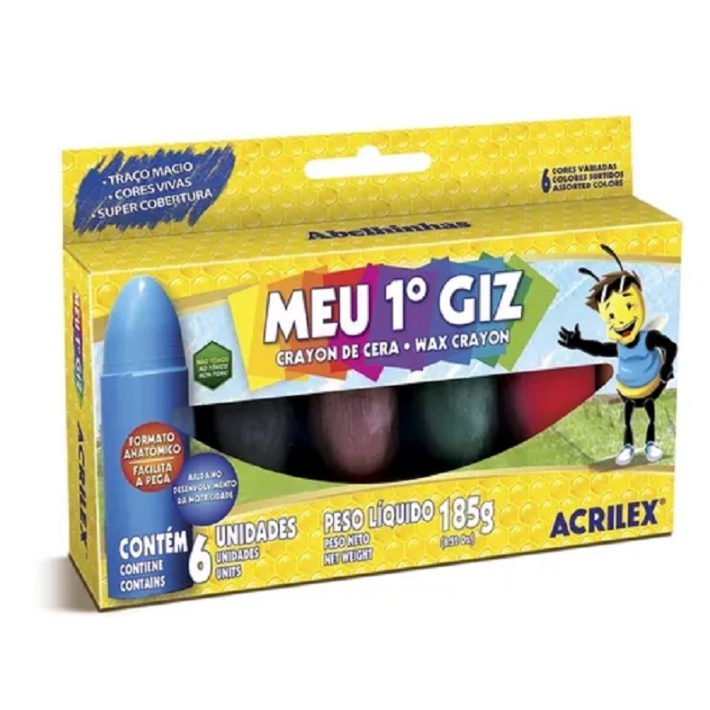 Giz De Cera Meu Primeiro Giz Com 6 Cores Diversas