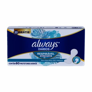 Protetor Diário Always Respirável Sem Perfume com 80 Unidades