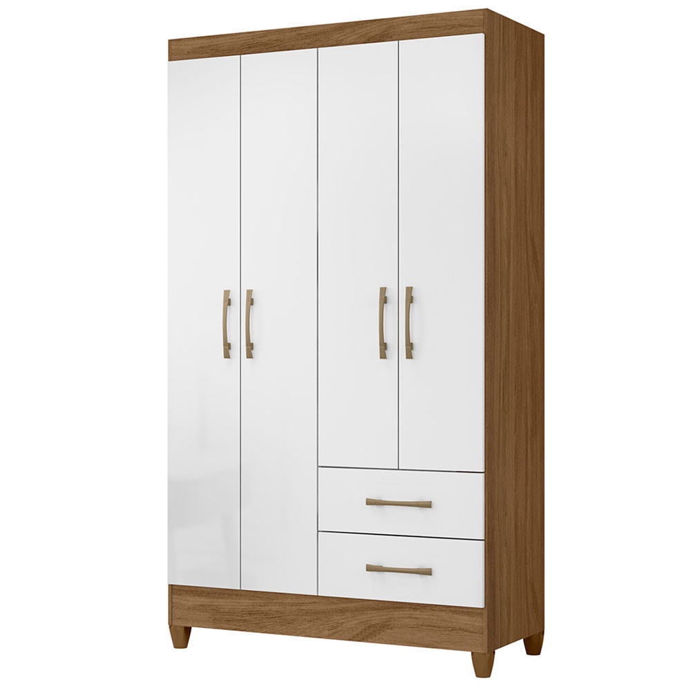 Roupeiro Moval 4 Portas 2 Gavetas Chile em Oferta na Shopee