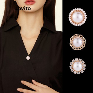Lovito Broches Anti Brilho Flores Pérolas Quatro Folhas Para Mulher (LFA08593)
