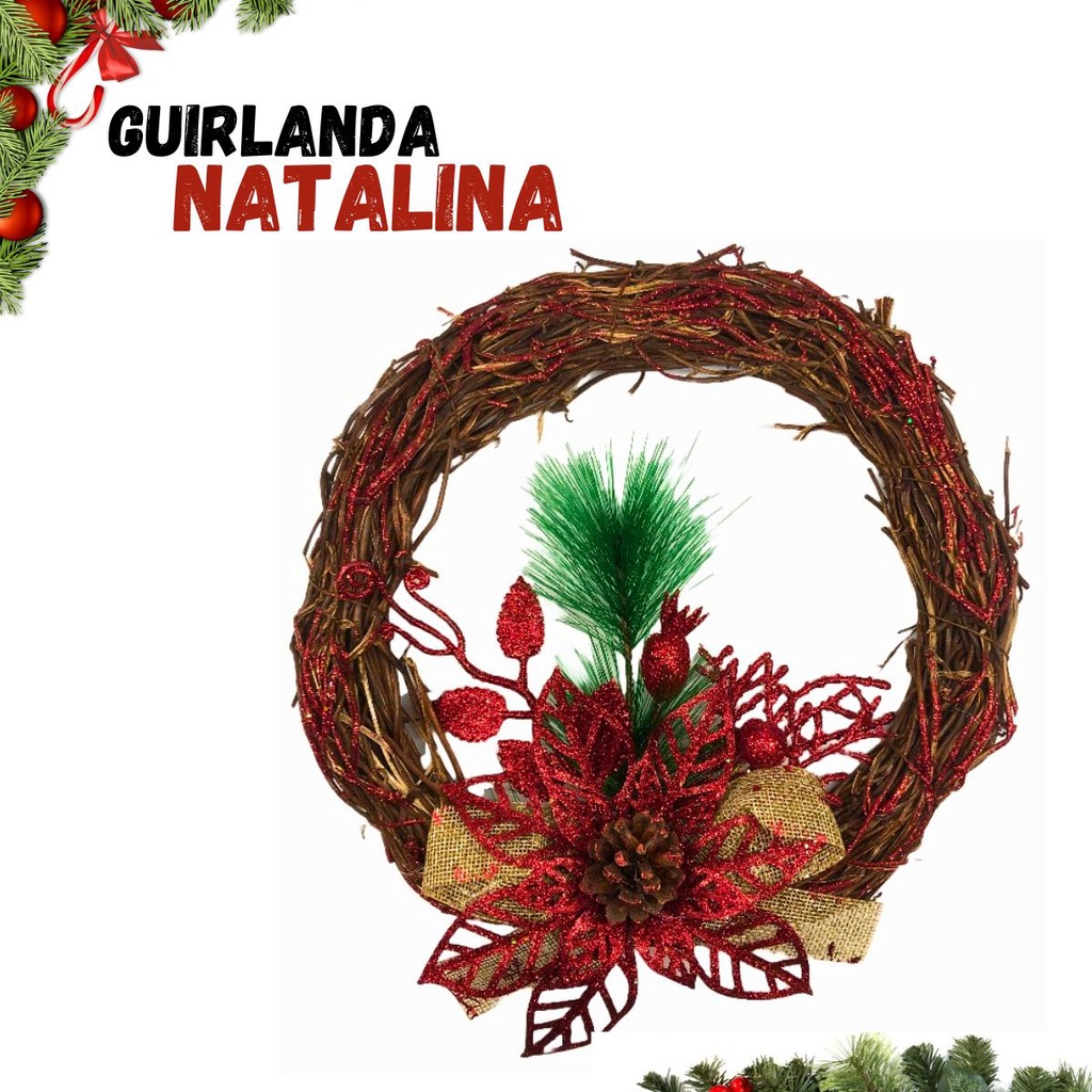 Guirlanda Natalina 24cm medidno 24cm x 24cm